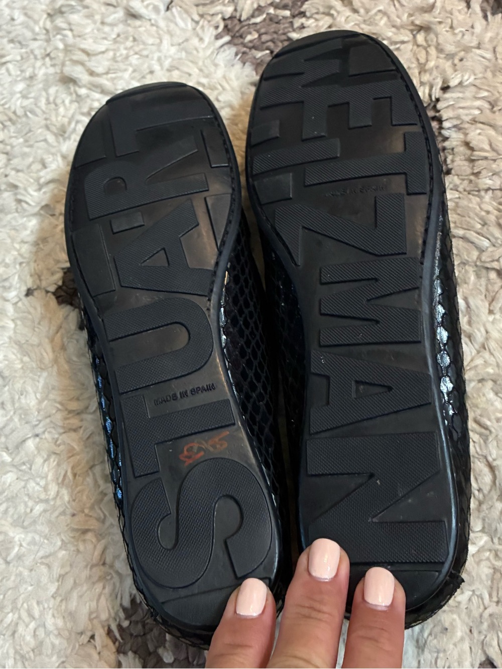 Stuart Weitzman Black Leather Slip-On Flats - Picture 5 of 10